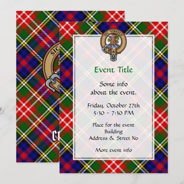 Convite Clan Christie Crest over Tartan (Frente/Verso)