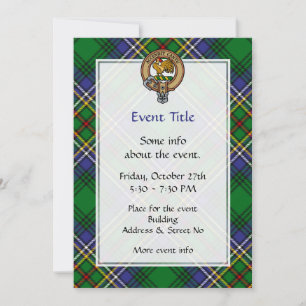 Convite Clan Cockburn Crest sobre Tartan