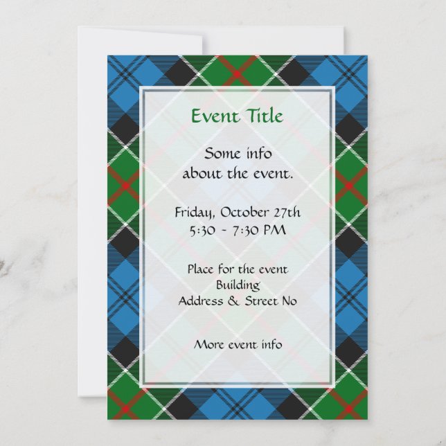 Convite Clan Colquhoun Tartan (Verso)