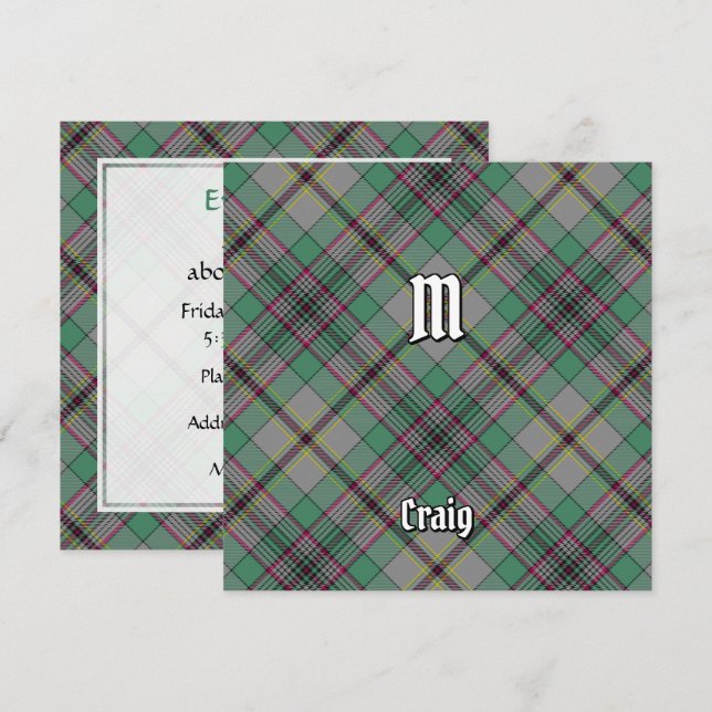 Convite Clan Craig Tartan (Frente/Verso)