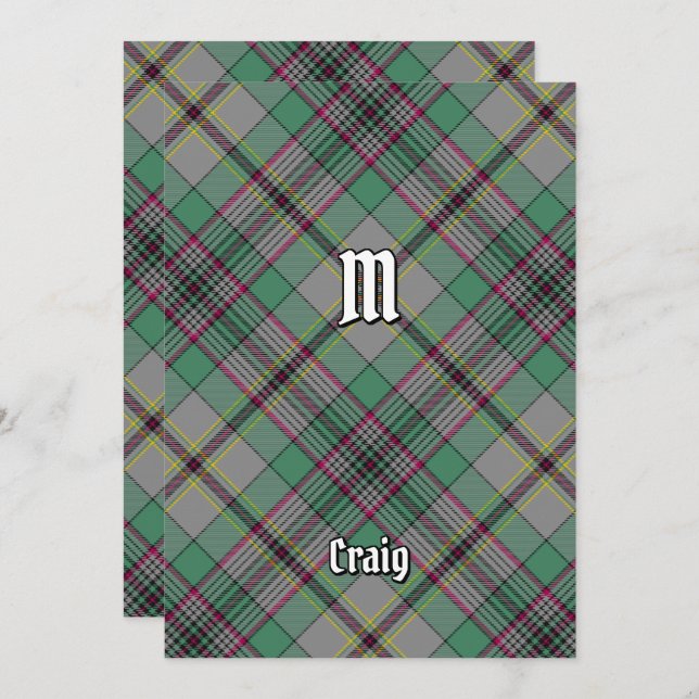 Convite Clan Craig Tartan (Frente/Verso)