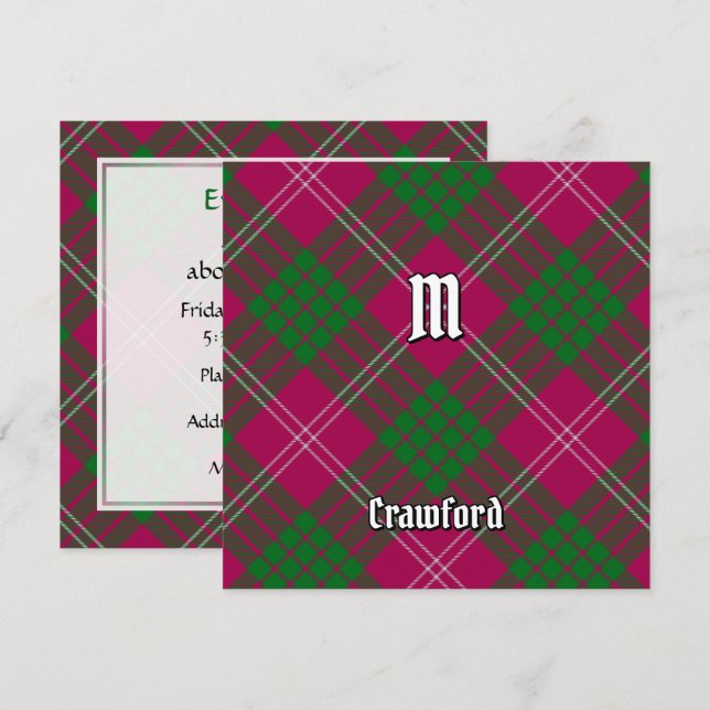 Convite Clan Crawford Tartan (Frente/Verso)