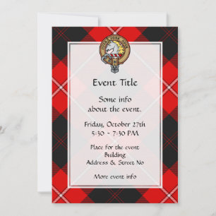Convite Clan Cunningham Crest sobre Tartan