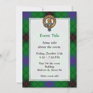 Convite Clan Davidson Crest sobre Tartan