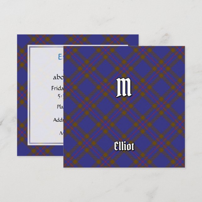 Convite Clan Elliot Modern Tartan (Frente/Verso)