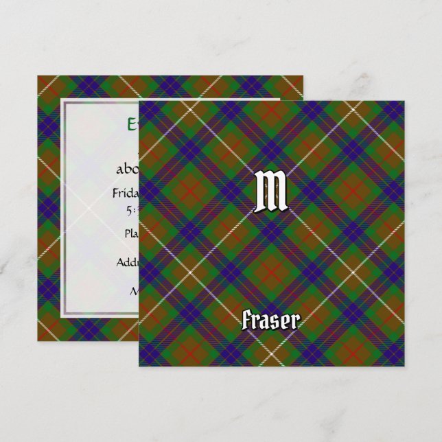 Convite Clan Fraser caçando Tartan (Frente/Verso)