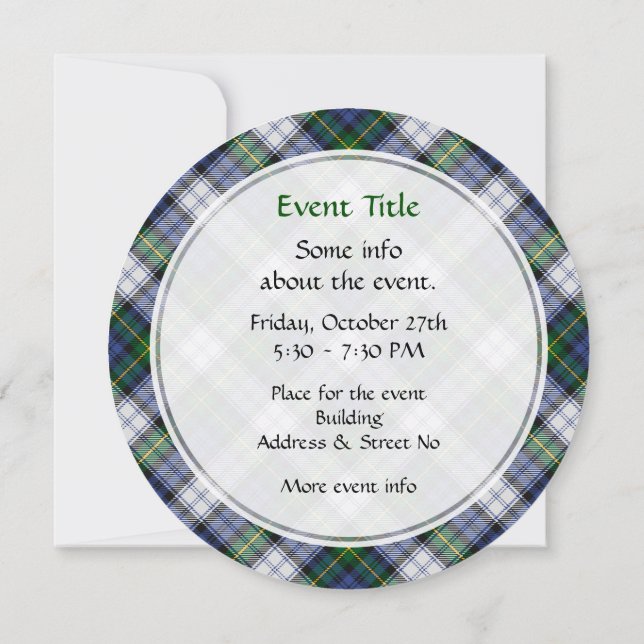 Convite Clan Gordon Dress Tartan Invitation (Verso)