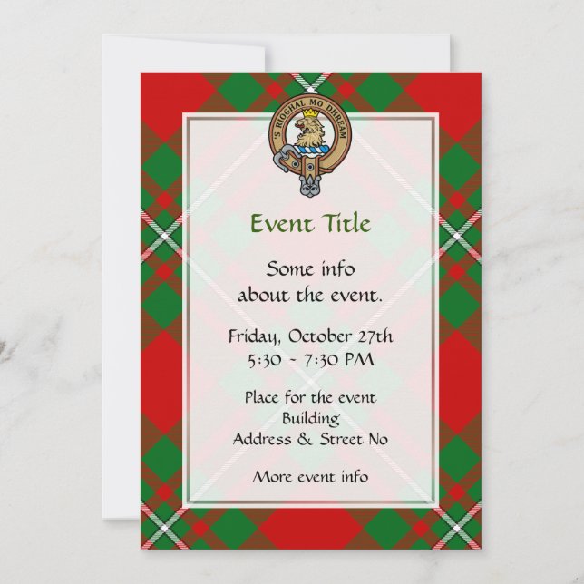 Convite Clan Gregor Crest sobre Tartan (Frente)