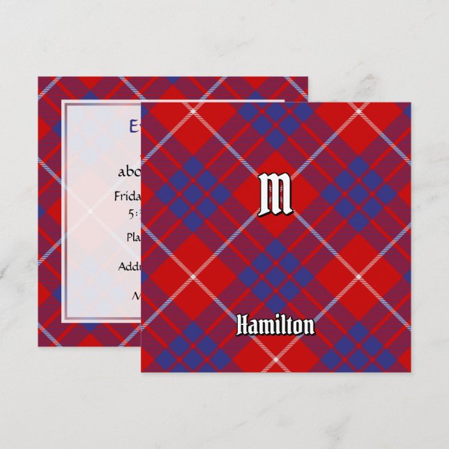 Convite Clan Hamilton Red Tartan (Frente/Verso)