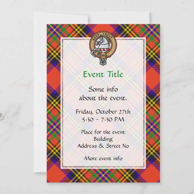 Convite Clan Hepburn Crest sobre Tartan (Frente)