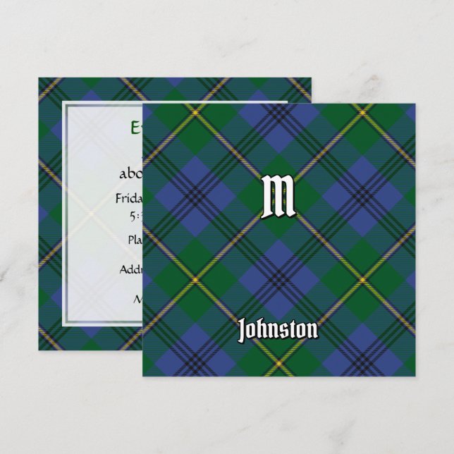 Convite Clan Johnston Tartan (Frente/Verso)
