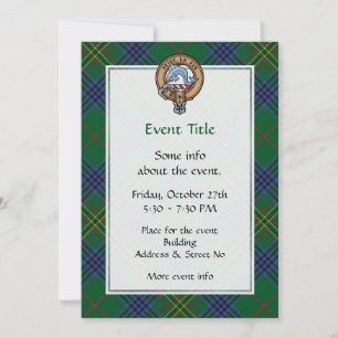 Convite Clan Kennedy Crest sobre Tartan