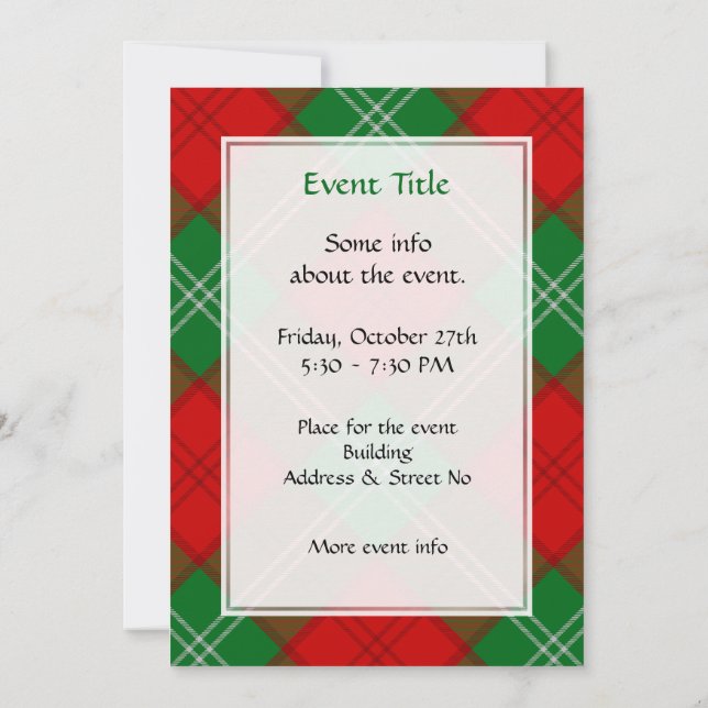 Convite Clan Lennox Tartan (Verso)