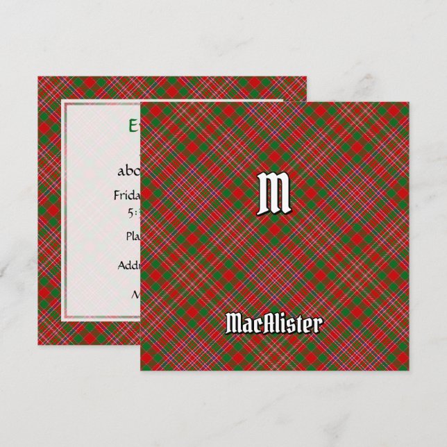 Convite Clan MacAlister Tartan (Frente/Verso)