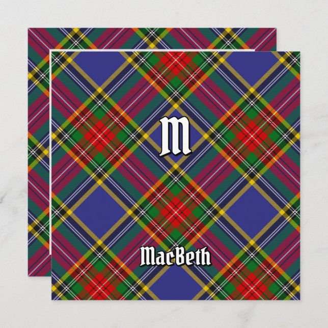 Convite Clan MacBeth Tartan (Frente/Verso)