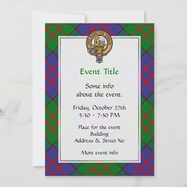 Convite Clan MacDonald Crest sobre Tartan (Frente)
