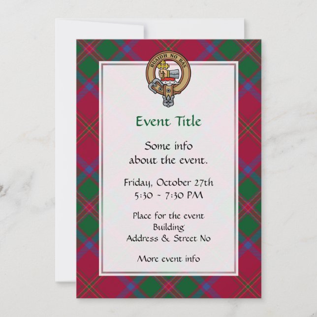 Convite Clan MacDougall Crest sobre Tartan (Frente)