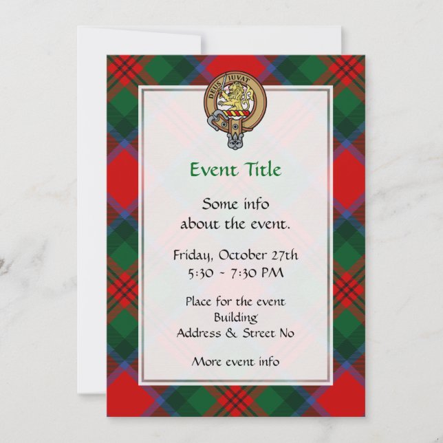 Convite Clan MacDuff Crest sobre Tartan (Frente)