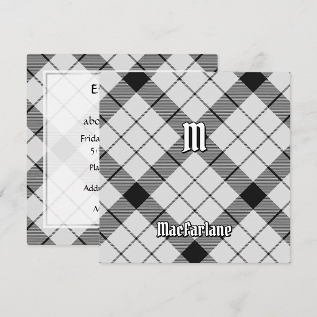 Convite Clan MacFarlane Black and White Tartan (Frente/Verso)