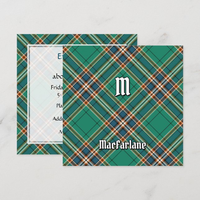 Convite Clan MacFarlane Caça Antigo Tartan (Frente/Verso)