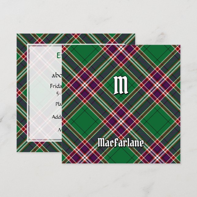 Convite Clan MacFarlane Modern caçando Tartan (Frente/Verso)