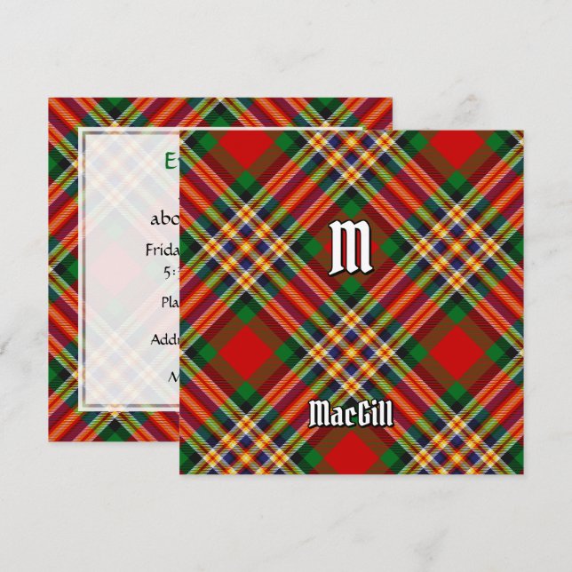 Convite Clan MacGill Tartan (Frente/Verso)