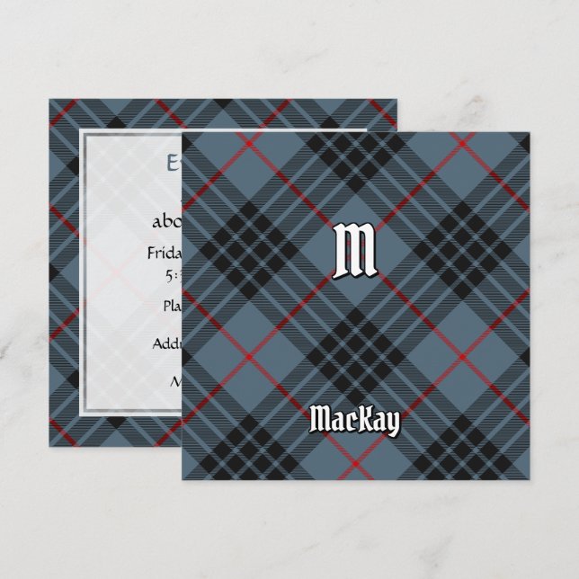 Convite Clan MacKay Blue Tartan (Frente/Verso)