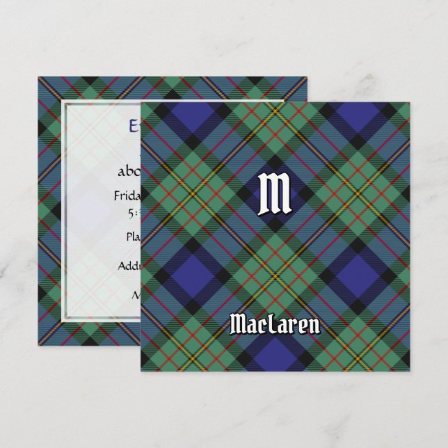 Convite Clan MacLaren Tartan (Frente/Verso)