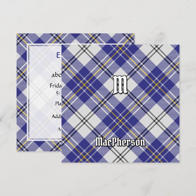 Convite Clan MacPherson Blue Dress Tartan (Frente/Verso)