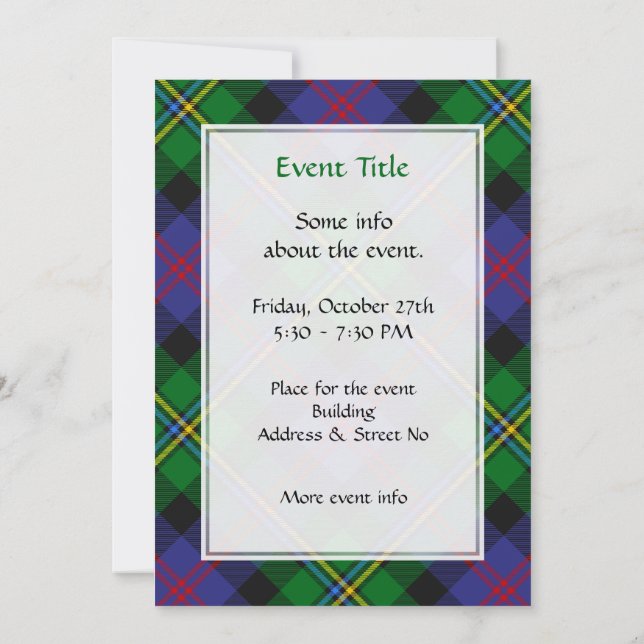 Convite Clan Malcolm Tartan (Verso)
