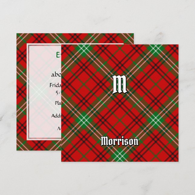 Convite Clan Morrison Red Tartan (Frente/Verso)