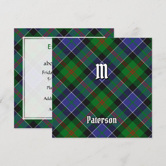 Convite Clan Paterson Tartan (Frente/Verso)