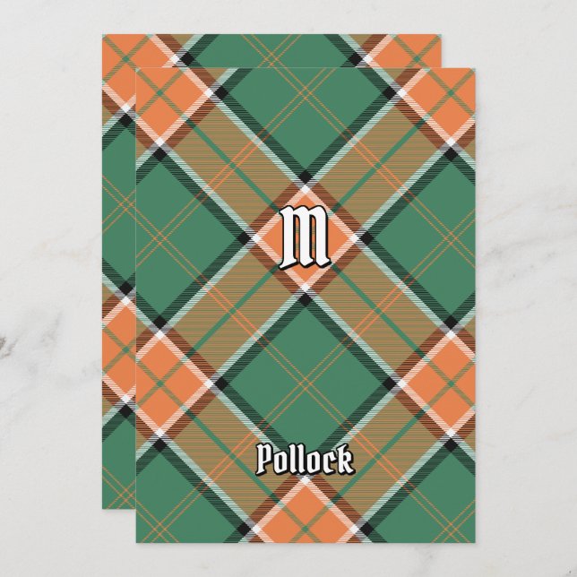 Convite Clan Pollock Tartan (Frente/Verso)