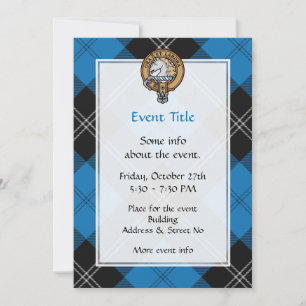 Convite Clan Ramsay Crest sobre Blue Hunting Tartan