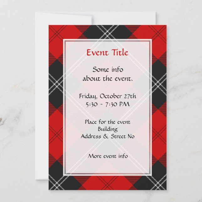Convite Clan Ramsay Red Tartan (Verso)