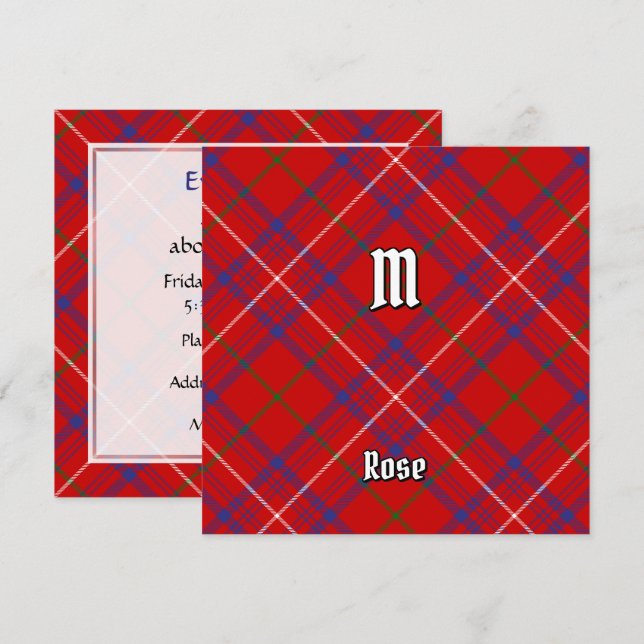 Convite Clan Rosa Tartan (Frente/Verso)