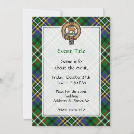 Convite Clan Scott Crest sobre Green Tartan