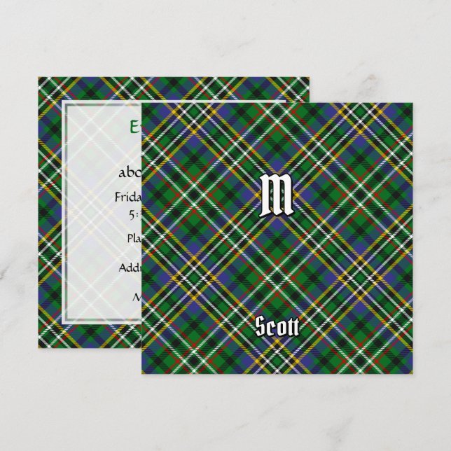 Convite Clan Scott Green Tartan (Frente/Verso)