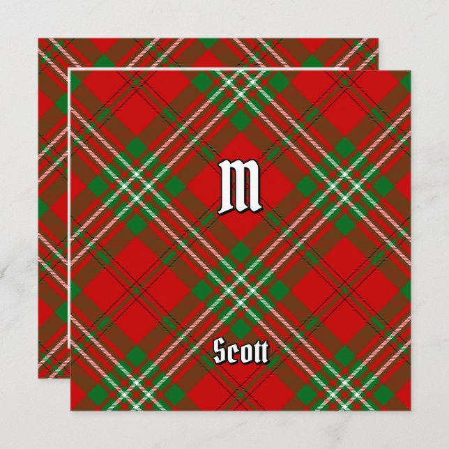 Convite Clan Scott Red Tartan (Frente/Verso)