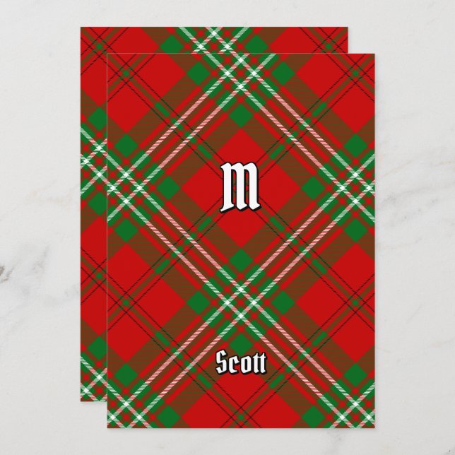 Convite Clan Scott Red Tartan (Frente/Verso)