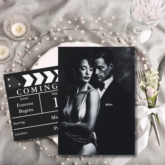 Convite Clapper de Filme Elegante Aniversário de Casamento (Criador carregado)