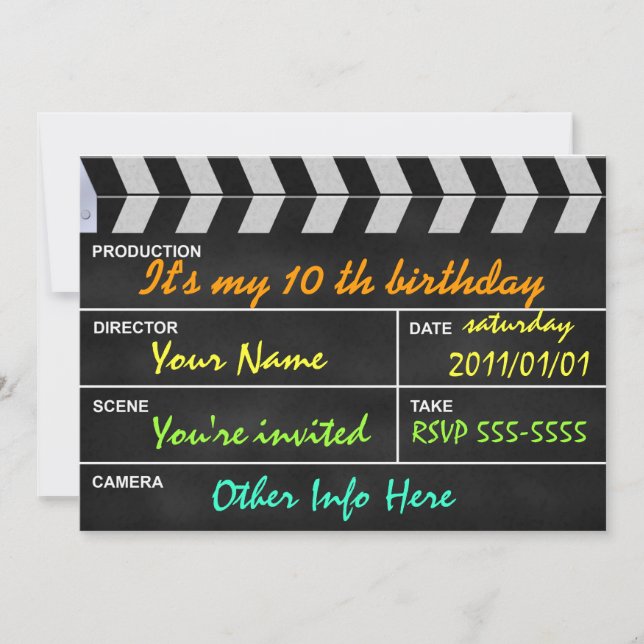 Convite claquete cinema (Frente)