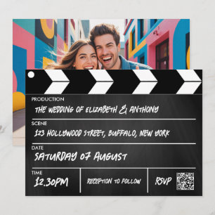 Convite Claquete de Filme Cinematográfico de Hollywood Cas