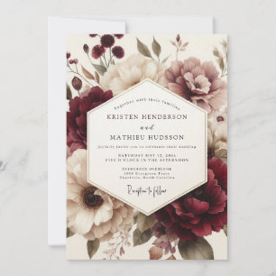 Convite Claret Moody Bloom Casamento