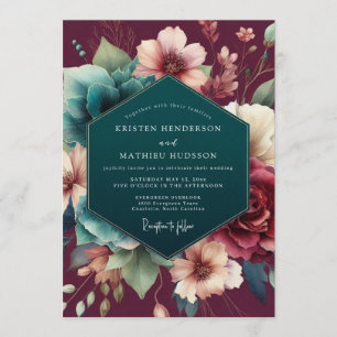 Convite Claret Teal Mestres Holandeses Casamento