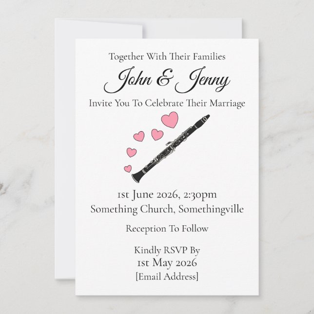 Convite Clarinet Wedling Convocação Músicos Clarinetistas (Frente)