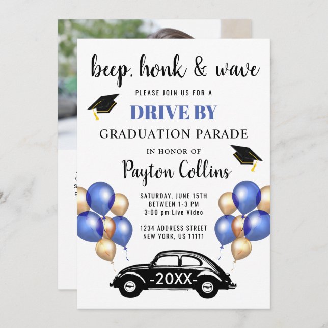 Convite Class of 2023 DRIVE BY PHOTO Graduation Party (Frente/Verso)