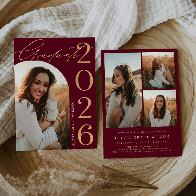 Convite Class of 2026 Arch Photo Graduation Party (Criador carregado)