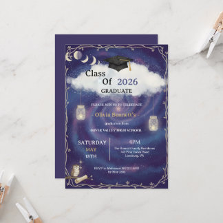 Convite Class of 2026 Die Cut Graduation Invitation Custom