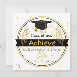 Convite Class of 2026 Graduation Gold Floral Sticker